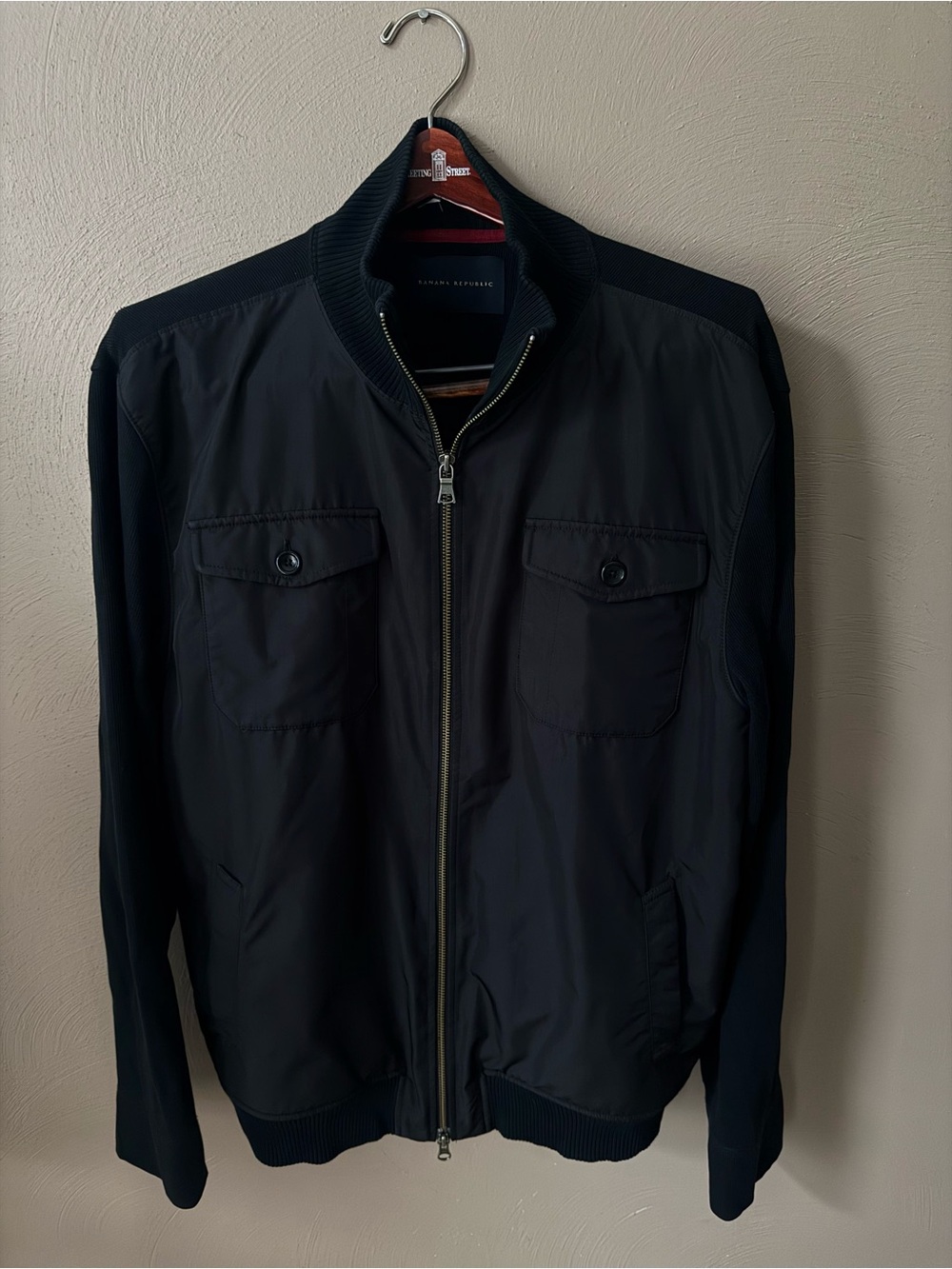 Banana Republic Black Zip-Front Men's Sweater Jacket Size XL